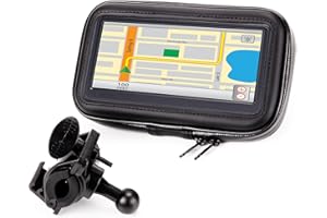 USA GEAR Waterproof Motorcycle Phone Mount - Handlebar GPS Bike Phone Holder with 360 Degree Viewing - Compatible with Garmin