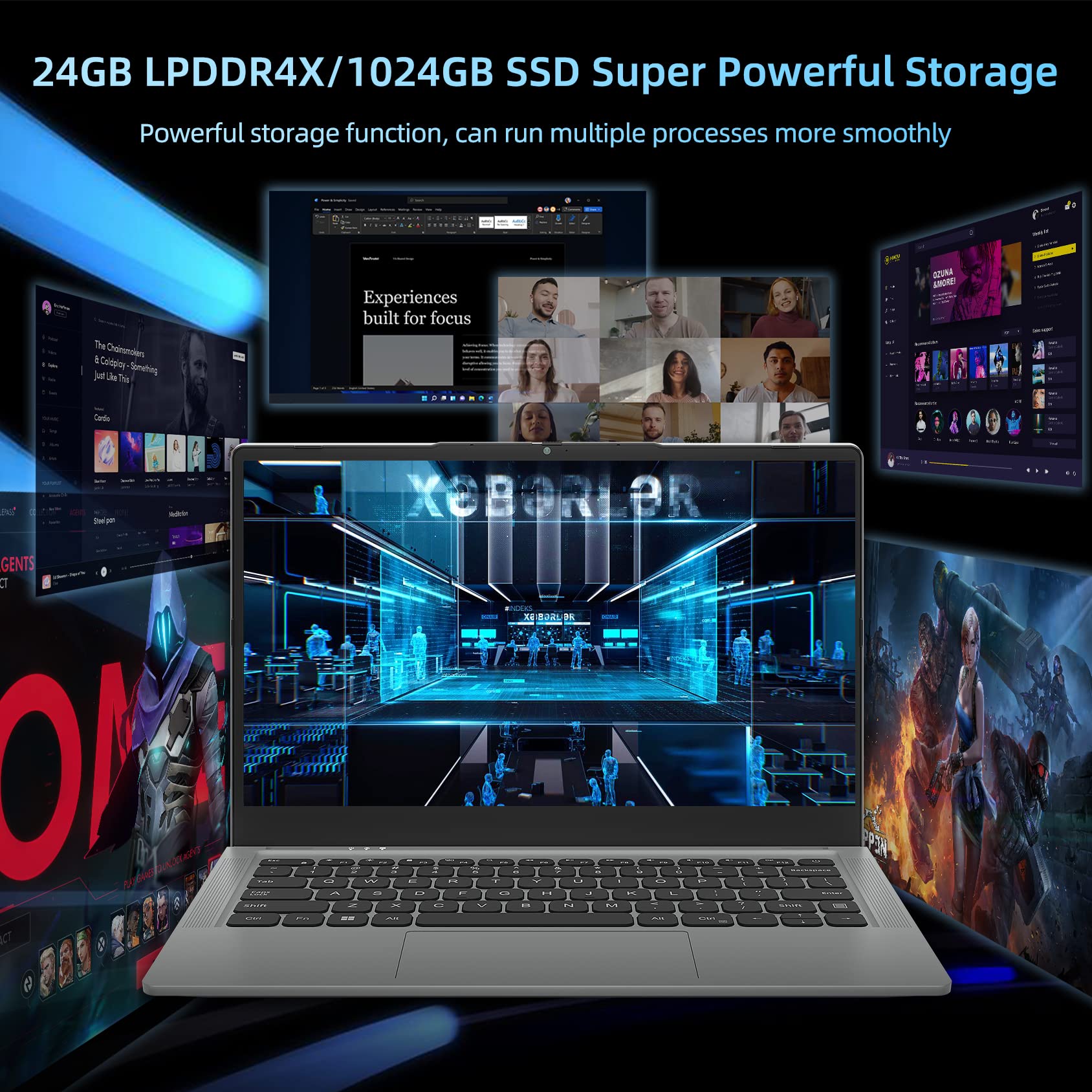 jumper Laptop, 24GB LPDDR4X RAM, 1024GB NVMe SSD, 3.6GHz Intel Core i5 CPU, 14 Inch FHD IPS Display, Windows 11 Laptops Computer with 4 Stereo Speakers, 51.3WH, USB3.0 * 3, Type-C, Metal.