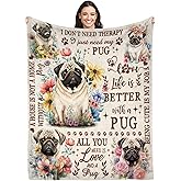 Lussues Nee Pug Blanket for Women,50 x 60in Pug Flannel Blanket Throws for Dog Mom