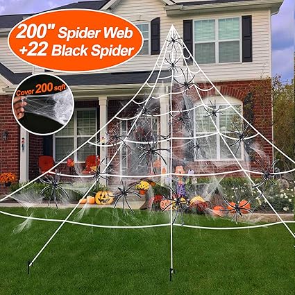 Amazon Com Hook Stakes Include 200 Halloween Spider Web