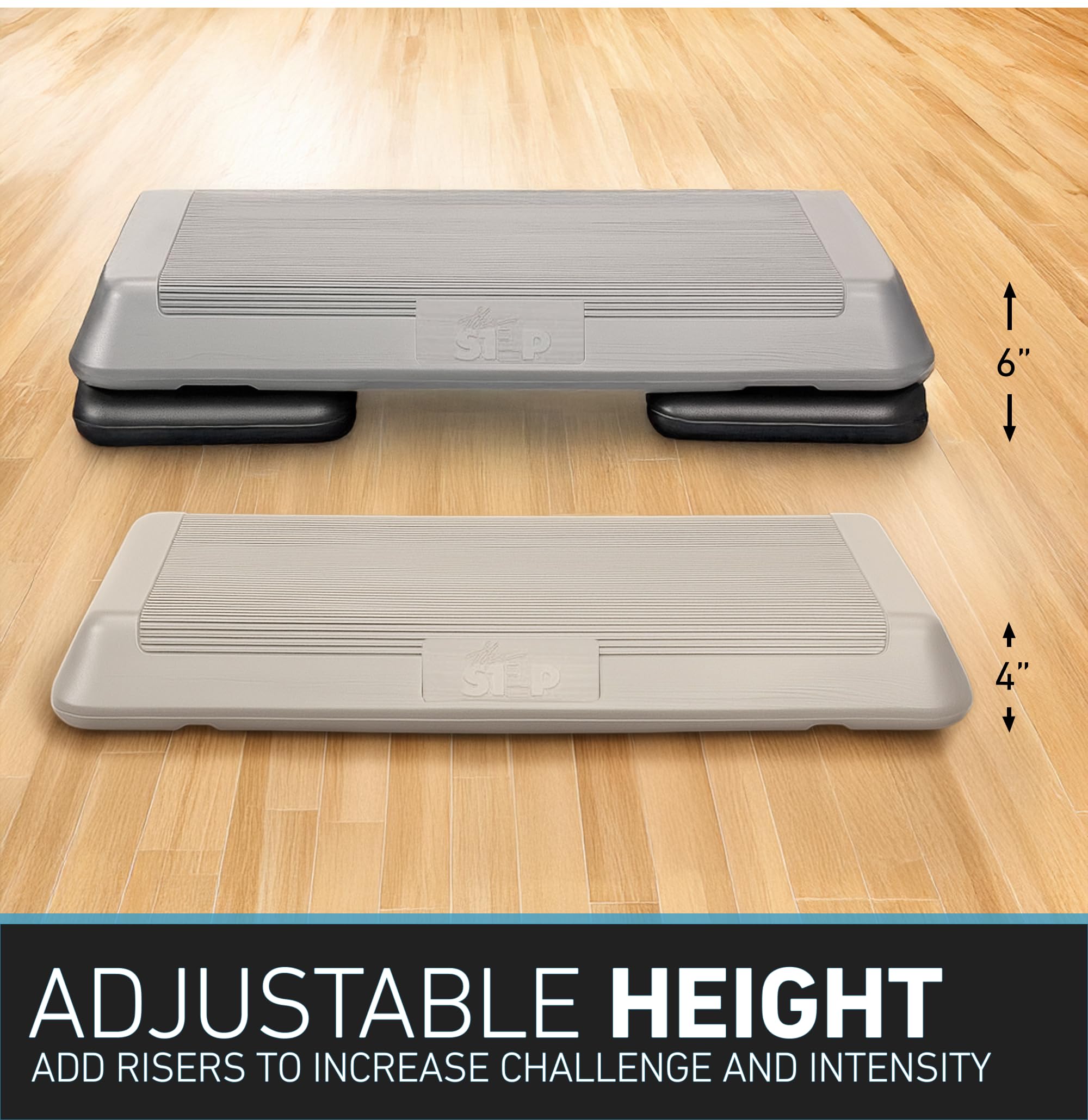 Freestyle STEP Exercise Step Platform, Circuit Size Stepper for Exercise at Home with 2 Risers