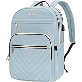 VANKEAN 15.6 Inch Laptop Backpack for Women Work Laptop Bag Fashion with USB Port, Waterproof Backpacks Stylish Travel Bags Casual Daypacks for College, Business, Light Blue