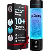 PIURIFY Hydrogen Water Bottle Generator | 6300+ PPB | USA Certified | 10+ Years Warranty | 10 OZ | SPE/PEM Tech | Portable | Nasal Cannula Included | Black