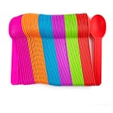 Heyiwell 50PCS Premium Plastic Spoons, 5.9" Ice Cream &amp; Dessert Spoon Random 5 Colors