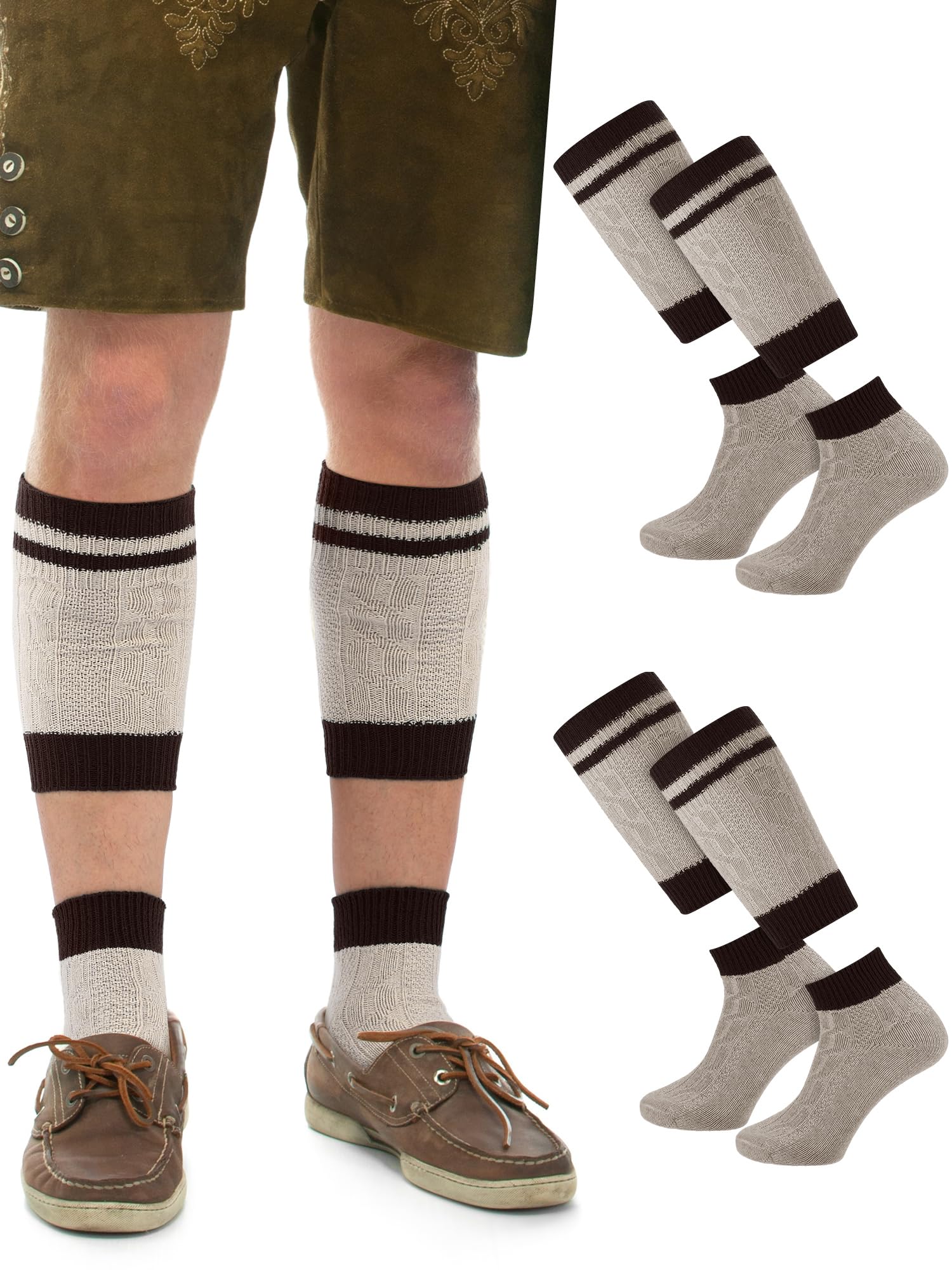 Photo 1 of 2 Pairs German Oktoberfest Socks for Men Traditional Bavarian Lederhosen Knee High Socks Holiday Gift for Men Shoe Size 7-12(Dark Brown)
