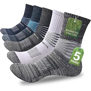 IRAMY Compression Ankle Support Crew Socks Men Women Wicking Plantar Fasciitis Relief Running Hiking Socks 3 Pairs