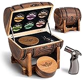 Whiskey Smoker Kit with Charred Wood Barrel (Patent Pending) – Cocktail Smoker with Torch & 6 Premium Wood Chips for Old Fashioned & Whiskey – Perfect Home Bar Gift for Men, Dad, Husband (No Butane)