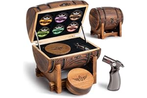 INSISART Whiskey Smoker Kit with Charred Wood Barrel (Patent Pending) – Cocktail Smoker with Torch & 6 Premium Wood Chips for Old Fashioned & Whiskey – Perfect Home Bar Gift for Men, Dad, Husband (No Butane)