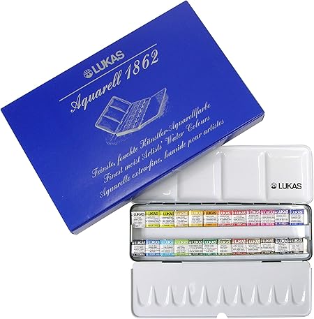 LUKAS AQUARELL Caja Metálica 24 1/2 Pastillas Acuarela Lukas 1862: Amazon.es: Hogar
