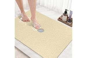 Large Shower Mat Non Slip : 32x24 inch Loofah Shower Mats for Inside Shower with Drain Hole in Middle, Anti Slip Shower Mat, 