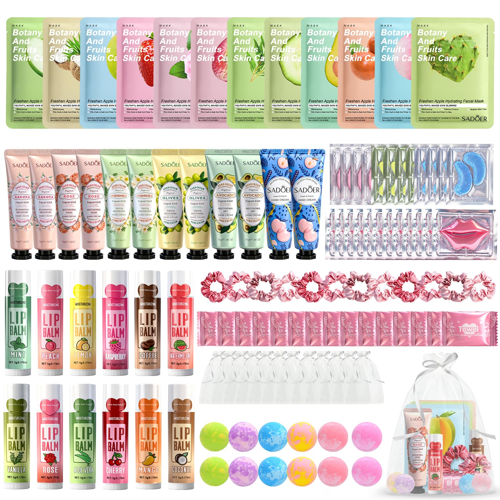 Photo 1 of 108 PCS Spa Party Supplies for Girls, Include Facial Masks, Lip Balms, Eye Patches, Hand Creams...Spa Kit for Sleepover & Slumber Party, Birthday Valentines Day Gift for Women, Spa Party Favors