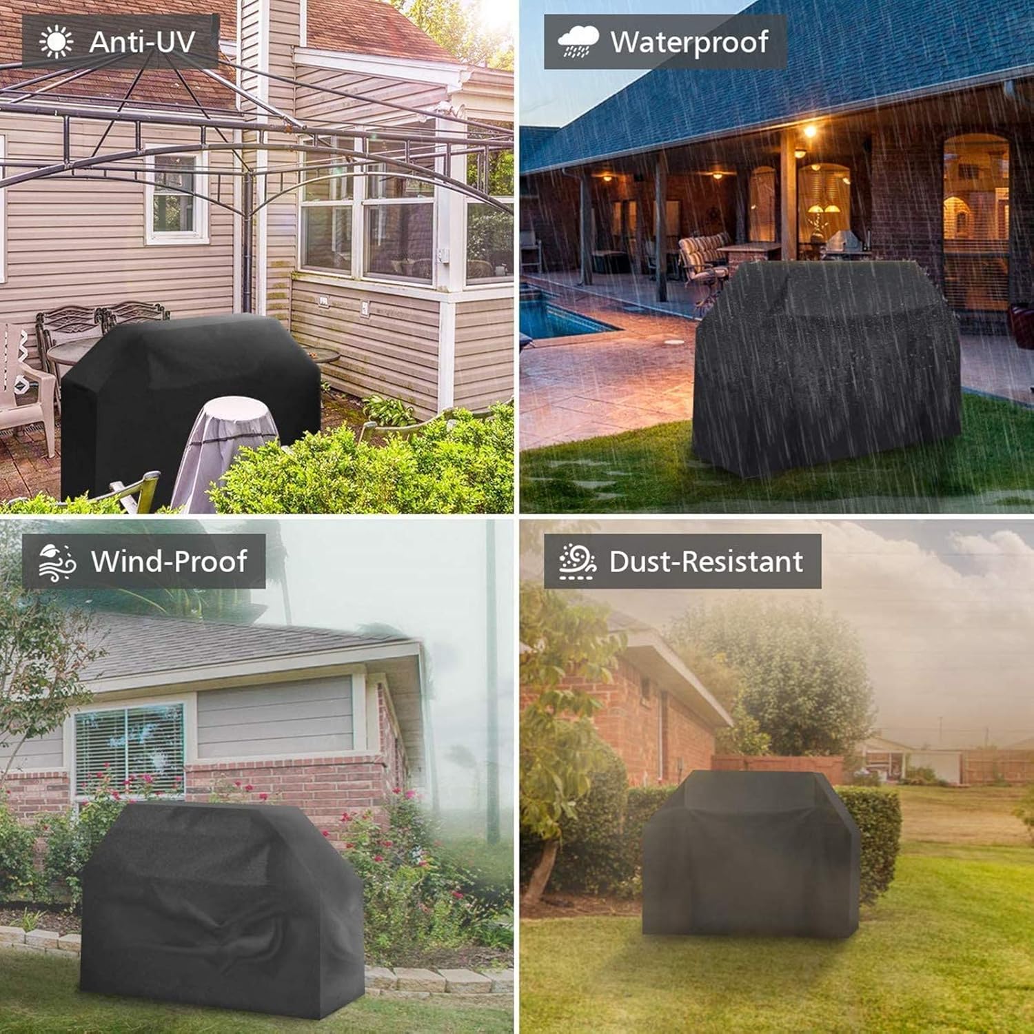 BBQ Grill Cover, Tvird Gas Grill Covers | 58-inch Heavy Duty Waterproof BBQ Cover | Fits Grills for Weber Char-Broil Nexgrill Brinkmann, Windproof, Rip-Proof, Weather & UV Resistant with Storage Bag : Garden & Outdoor