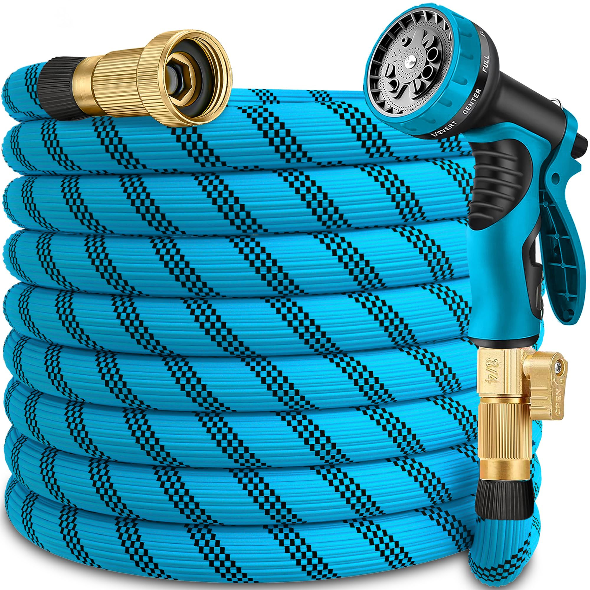 Photo 1 of 100 ft Garden Hose-Heavy Duty Water Hoses, Kink-free, Flexible&Lightweight Car Washing Pipe with 3/4" Solid Brass Connectors, Rubber Hoses with Spray