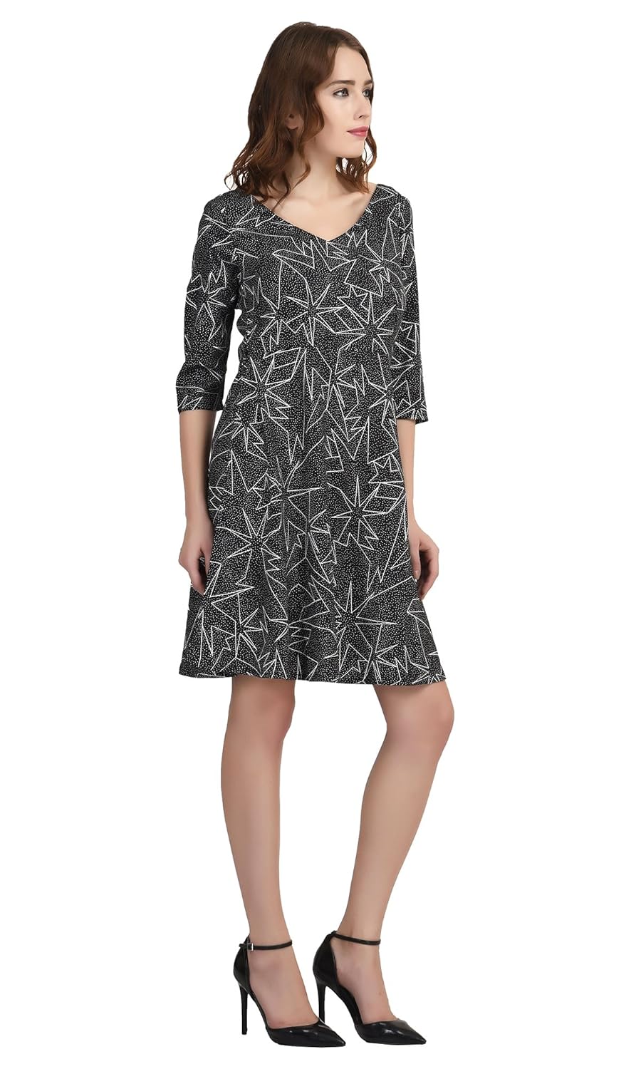 the gud look crepe black star print dress
