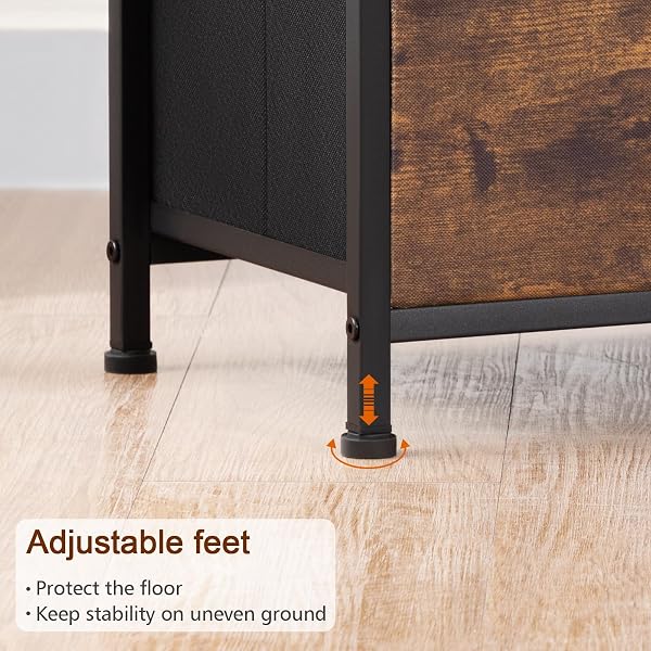 LOAKEKEL NIGHTSTANDS SET OF 2, NIGHT STAND WITH CHARGING STATION, END TABLES WITH STORAGE SHELF FOR SMALL SPACES, BEDSIDE TABLE WITH 2 FABRIC DRAWERS FOR BEDROOM, RUSTIC BROWN, HETS020PBR