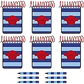 ASVP Shop Handy Dandy Josh Notebooks - Pack of 6 Notebooks With 6 Black Blue Striped Crayons