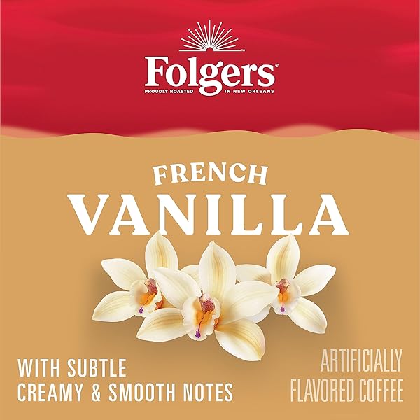 FOLGERS FRENCH VANILLA ARTIFICIALLY FLAVORED COFFEE, KEURIG K-CUP PODS, 10 COUNT BOX