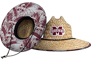 FOCO NCAA Mens NCAA College Team Logo Floral Lifeguard Beach Straw Sun Hat