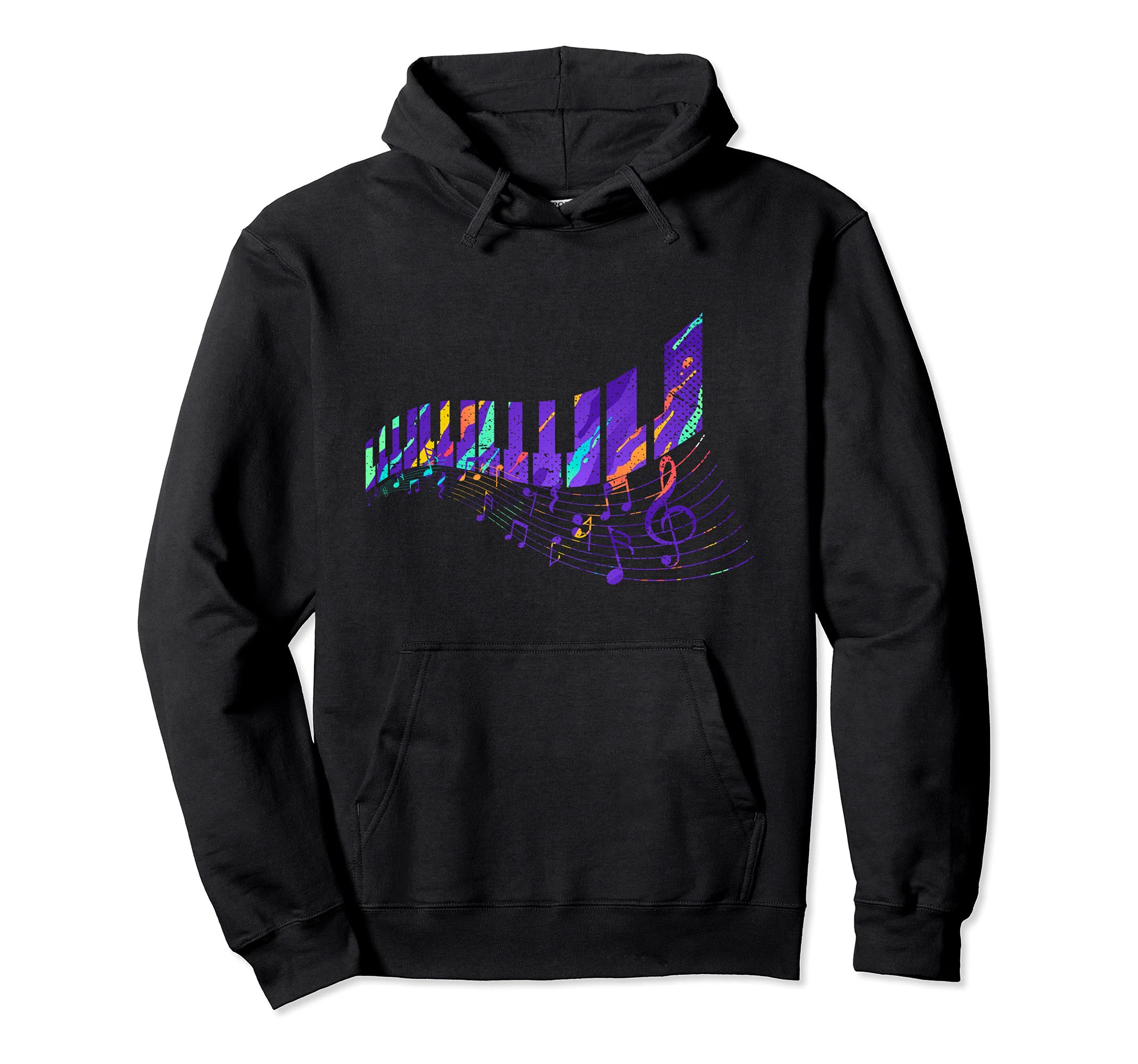 Music Notes Keyboard Pianist Colorful Music Instrument Piano Pullover Hoodie