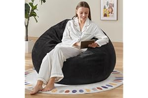 Hobestluk 3.5FT Teardrop Bean Bag Chair, Adult Size, Black, Large, Memory Foam Filler, Removable Cover, for Bedroom, Living R
