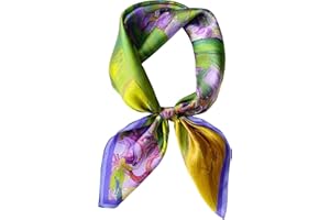 Konblimc 100% Pure Mulberry Silk Scarfs Neck Scarf for Women Medium Square Scarf Neckerchief Girl Silk Hair Scarf 27" x 27"