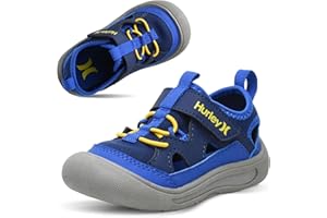 Hurley Kid's Toddlers Water Shoes, Extra Strength Outsole Water Shoes for Boys and Girls, Lightweight Closed Toe Sandals, Beach Shoes with Adjustable Upper-for Outdoors, Water Play and Pool Dylan