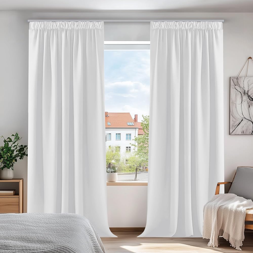 Deconovo Pencil Pleat Room Darkening Curtains 2 Panels Silver Grey 87in
