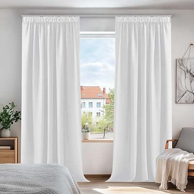 Deconovo Thermal Insulated Pencil Pleat Blackout Curtains 2 Panels Silver Grey