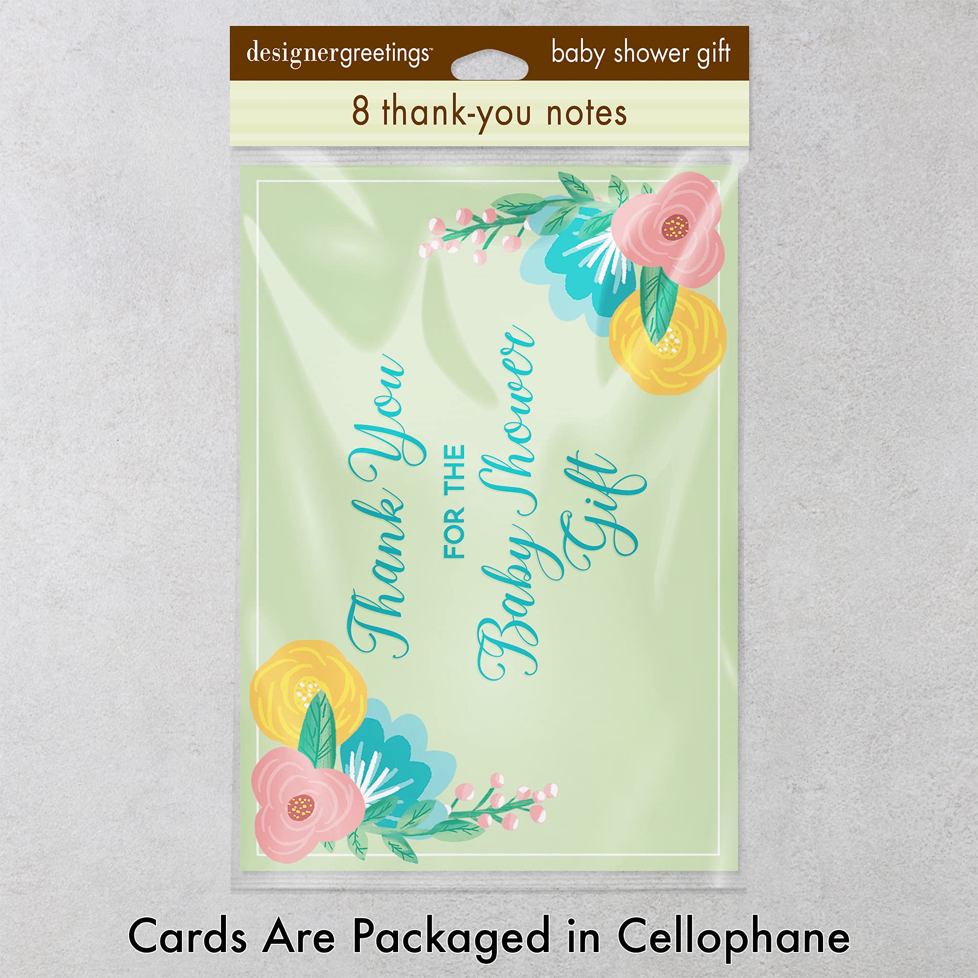 Designer Greetings Thank You Cards, Gender Neutral (8 Thank-You Notes and Envelopes for Baby Shower - Baby Boy or Baby Girl)