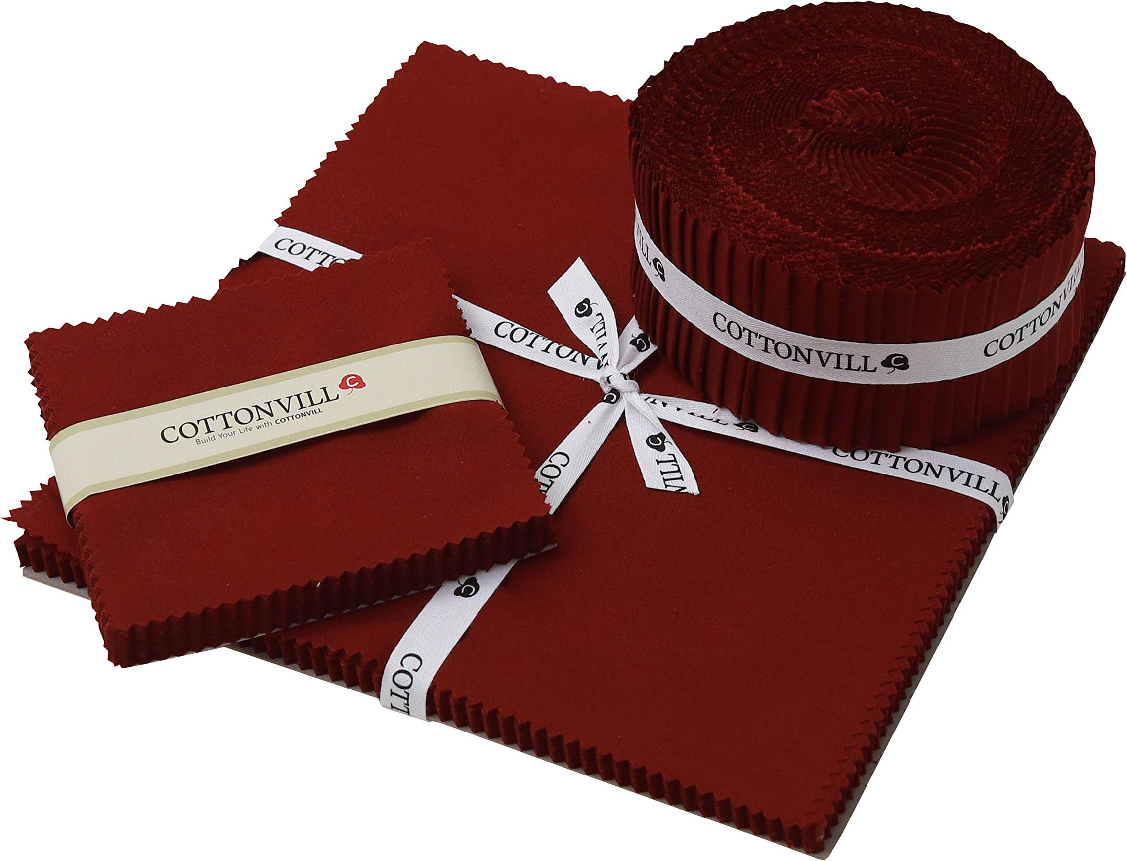 COTTONVILL20COUNT Cotton Solid Quilting Fabric (5inch Square, 19-Rumba Red)