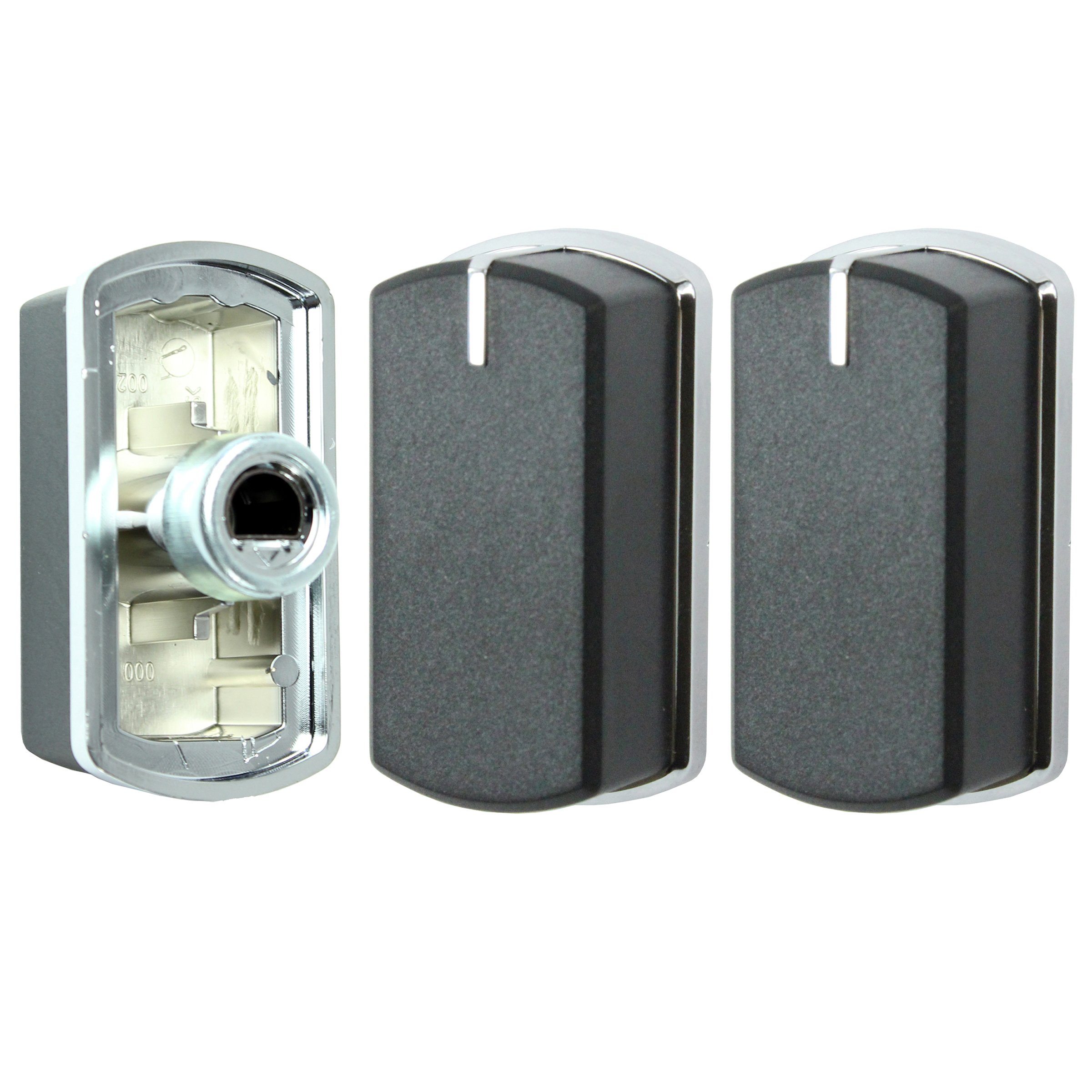 Spares2go Control Switch Knobs for Belling Oven Cooker Hob (Pack of 3, Silver/Black)