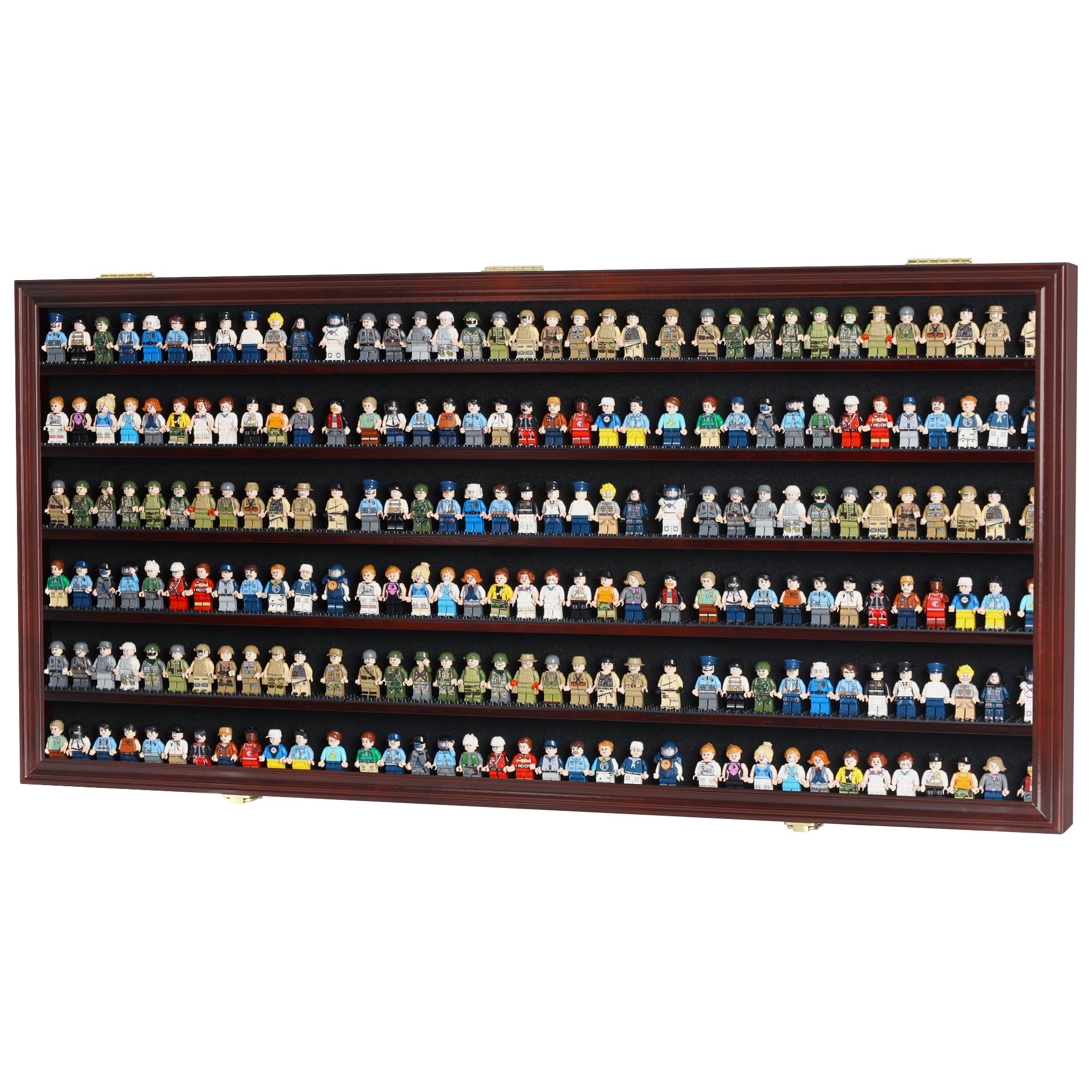 Photo 1 of DisplayGifts Toy Minifigures Miniatures Display Case Frame Wall Cabinet Stand 200 Toys Dust Protection Mahogany Finish