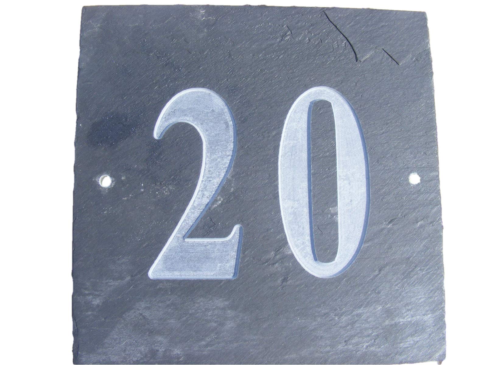 NATURAL GREY SLATE HOUSE DOOR NUMBER 6" x 6" DEEPLY ENGRAVED NATURAL SURFACE SIGN PLAQUE HOUSE WARMING GIFT (20)