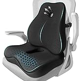Seat Cushion,Lumbar Support Pillow for Office Chair,Memory Foam Coccyx Seat Cushion,Ergonomic Mesh Back Support Pillow,Office Desk Chair Cushion for Sciatica,Back&Tailbone Pain Relief,Black