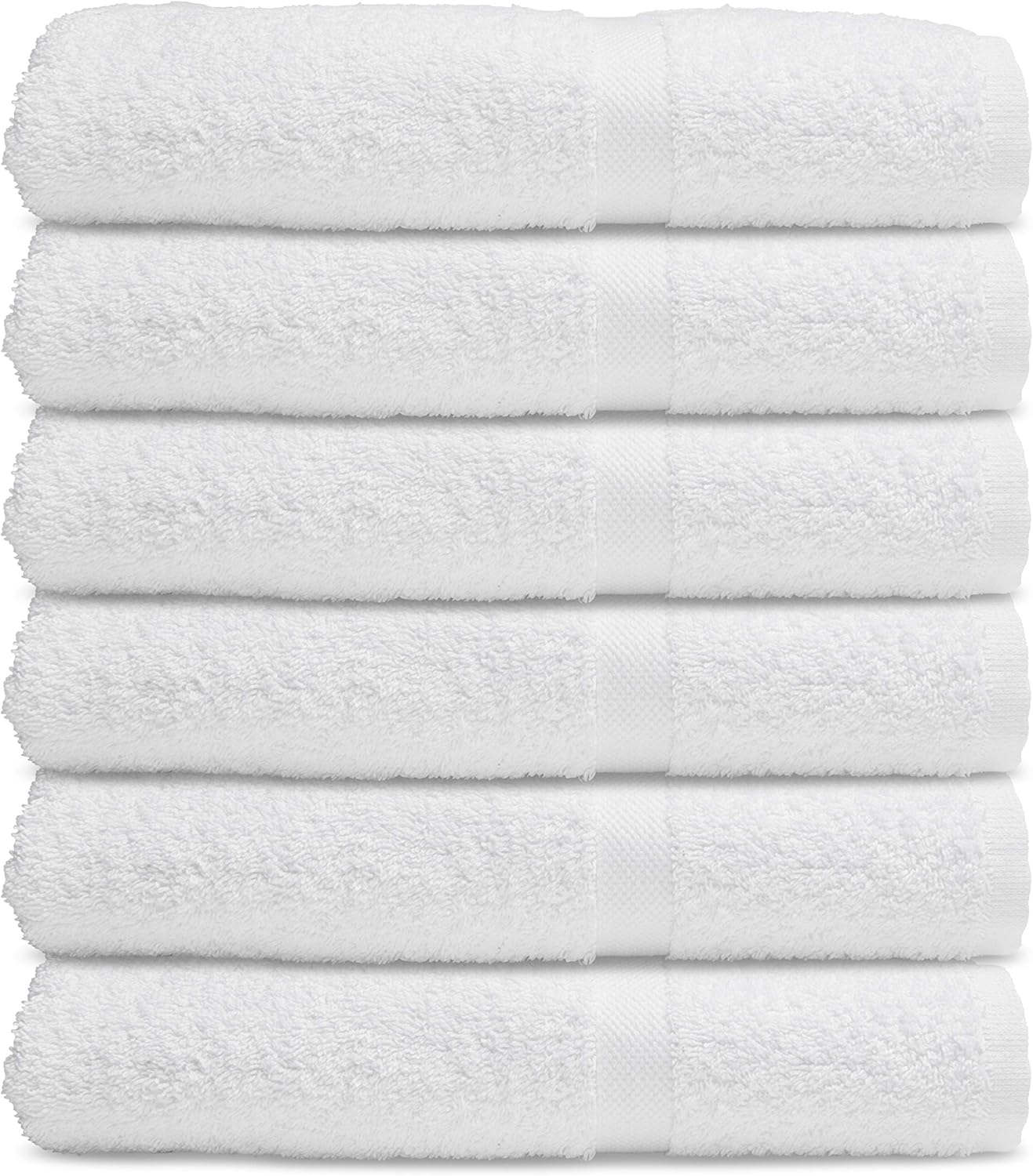 Wealuxe Cotton Bath Towels - 24x50 Inch - Lightweight Soft and Absorbent Gym Pool Towel - 6 Pack - White: Home & Kitchen