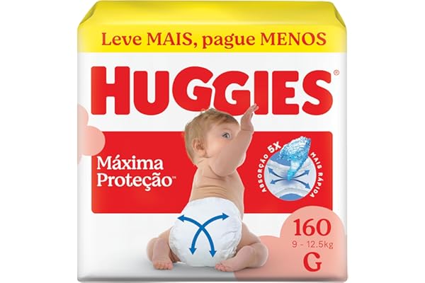 Huggies Fralda Descartável Supreme Care, Tamanho G, com Tecnologia Xtra-Flex 160 Unidades