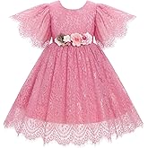EULIMENE Baby Girl Flower Dress Summer Toddler Dresses Floral Lace Wedding Party Tutu Dresses Pageant Princess Birthday Dress