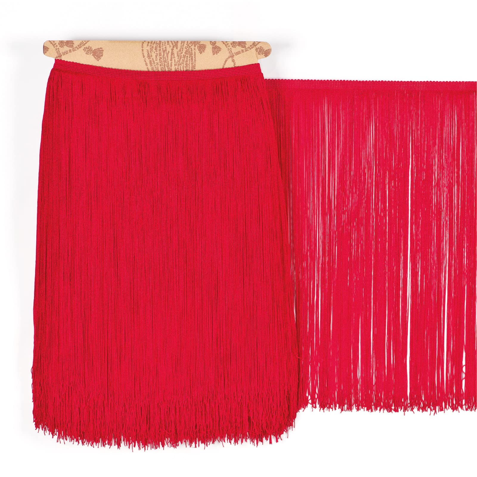 TEXTEX = Cuquillo Fringe for Sewing Flamenco and Sevillana. Composition Rayon 100%. Length of 50 cm. 5m Pieces. (Ferrari red)