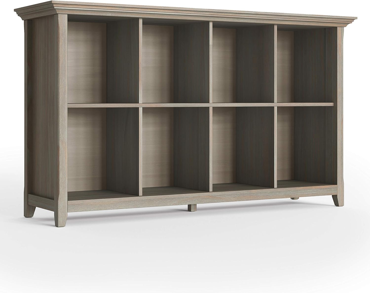 Simpli Home Amherst 8 Cube Storage Sofa Console Tables, Distressed Grey
