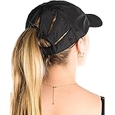 Funky Junque Women’s Ponytail Hat – High Ponyback & Messy Bun Baseball Cap with 5-Slit Design, Moisture-Wicking Sports Hats