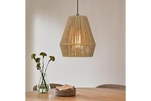 ELYONA Woven Pendant Lights, 7” Rustic Rattan Hanging Lamp Adjustable Handwoven Basket Shade, Boho Pendant Light Fixtures for Kitchen Island, Dining Room, Bedroom, Farmhouse Bar, Foyer Hallway, Brown