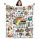 INKRENS Fishing Blanket Fishing Gifts for Men Stuff Plush Fish Blankets and Throws Fishing Gifts for Fisherman Fishing Lovers Men Women Boys Teens Birthday Party Decorations Camping Hiking 50"X40"