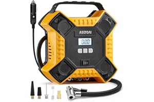 AstroAI Air Compressor Tire Inflator Portable Air Pump for Car Tires, 12V DC Integrated Metal Structure Tire Pump 160PSI with
