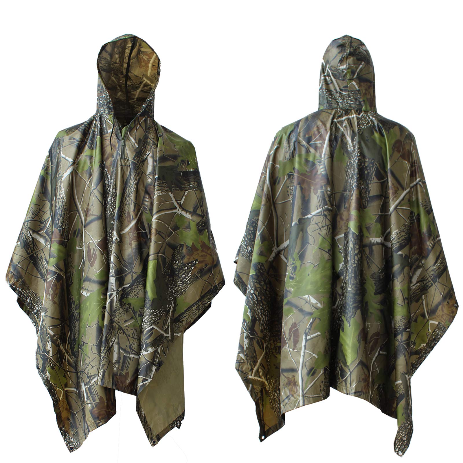 ElifeAcc Multifunctional Rain Cape Hooded Poncho - Waterproof Raincoat,Tent Ground Sheet Mat,Sunshade Tarp,Perfect for Outdoor Activities（Camouflage1）