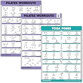 Palace Learning 3 Pack - Pilates Workout Posters Volume 1 &amp; 2 + Yoga Poses - Pilates Mat Work Exercises - Fitness Chart Set (18' x 24", LAMINATED)