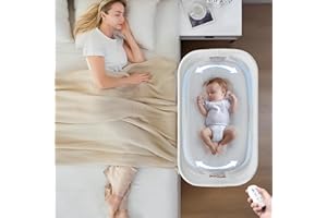 VaVaSoo Electric Bassinet for Baby 3 Rocking Speeds, Auto Bedside Sleeper with 8 Soothing Music, Rocking Bassinet for Infant, Grey