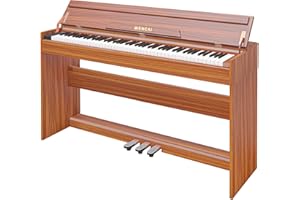WENCAI 88 Key Electric Piano Velocity-Sensitive Keyboard, 88 Keys Home Upright Digital Pianos, Wooden Electronic Piano for Beginner Adult with 3 Pedals, Supports USB-MIDI/Wireless Connect, Orange