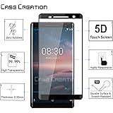 Case Creation 360 Degree Full Body Coverage Tempered Glass for Nokia 8 Sirocco 2018 [Full Screen Coverage] ? Black Frame