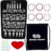 ChiaoGoo Twist Red Lace 4-inch Complete 7400-C Interchangeable Set | US 2, 3, 4, 5, 6, 7, 8, 9, 10, 10.5, 11, 13, 15, Circular Knitting Needles, Stainless Steel, 6 Cables, Project Bag