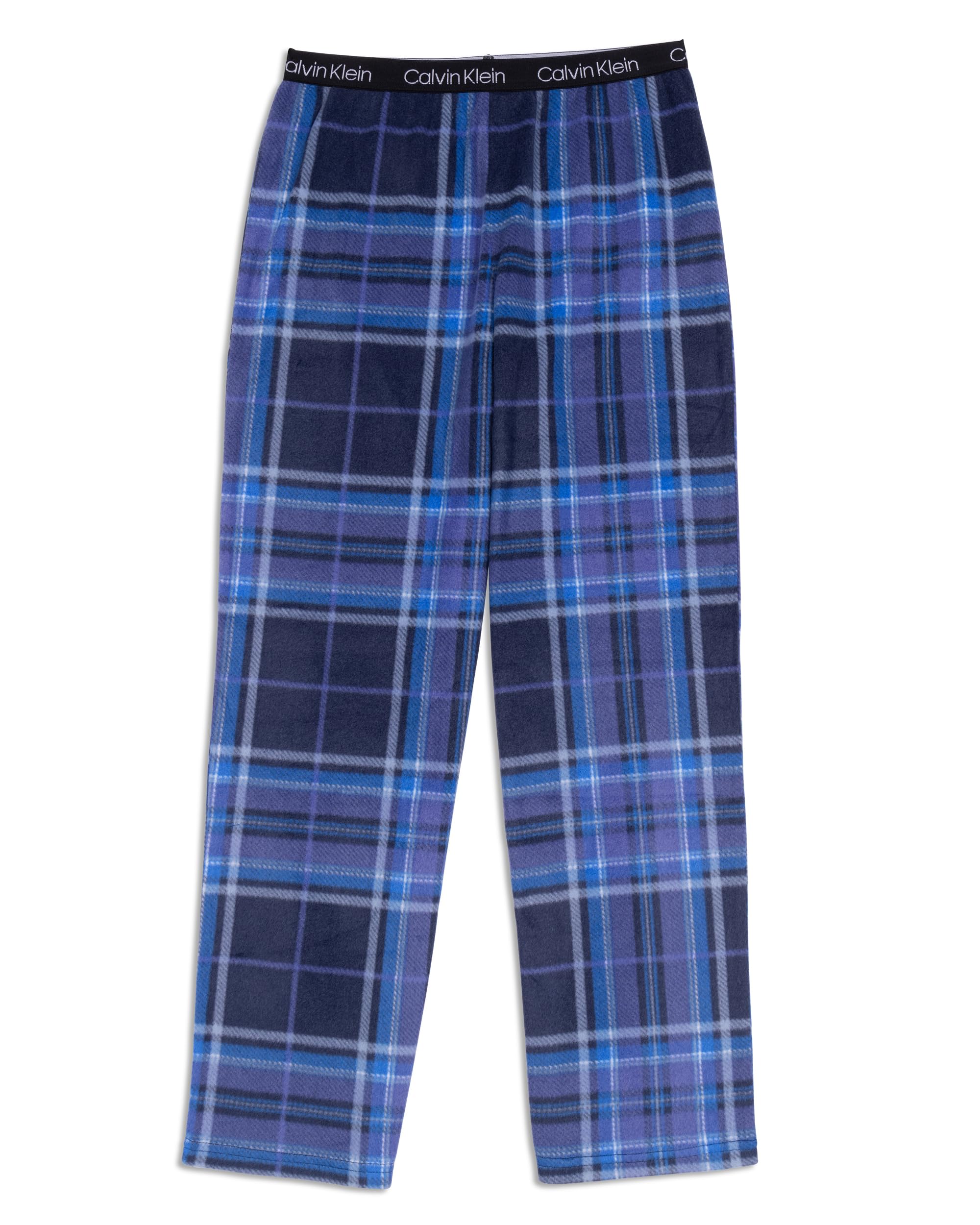 Calvin Klein Boy’s Super Soft Micro Fleece Pajama Pant, Blue Classic Plaid, Small